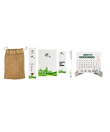 Ecosave Plantable Kit ( 1 Plantable Notebook I 2 Seed Pencil In Plantable Packing I 1 Plantable Bookmark I  1 Plantable Calendar I 1 Jute Bag)